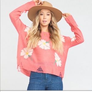 Show Me Your Mumu Seco Floral Distressed Sweater